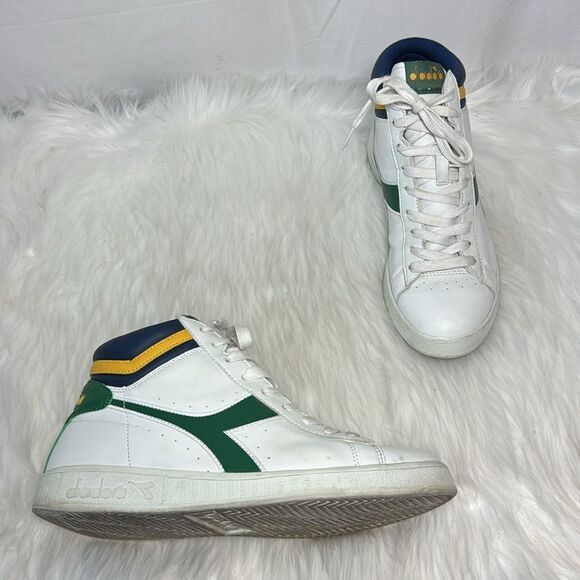 Diadora Game White Leather High Top Sneakers Sz 8 - Picture 1 of 6